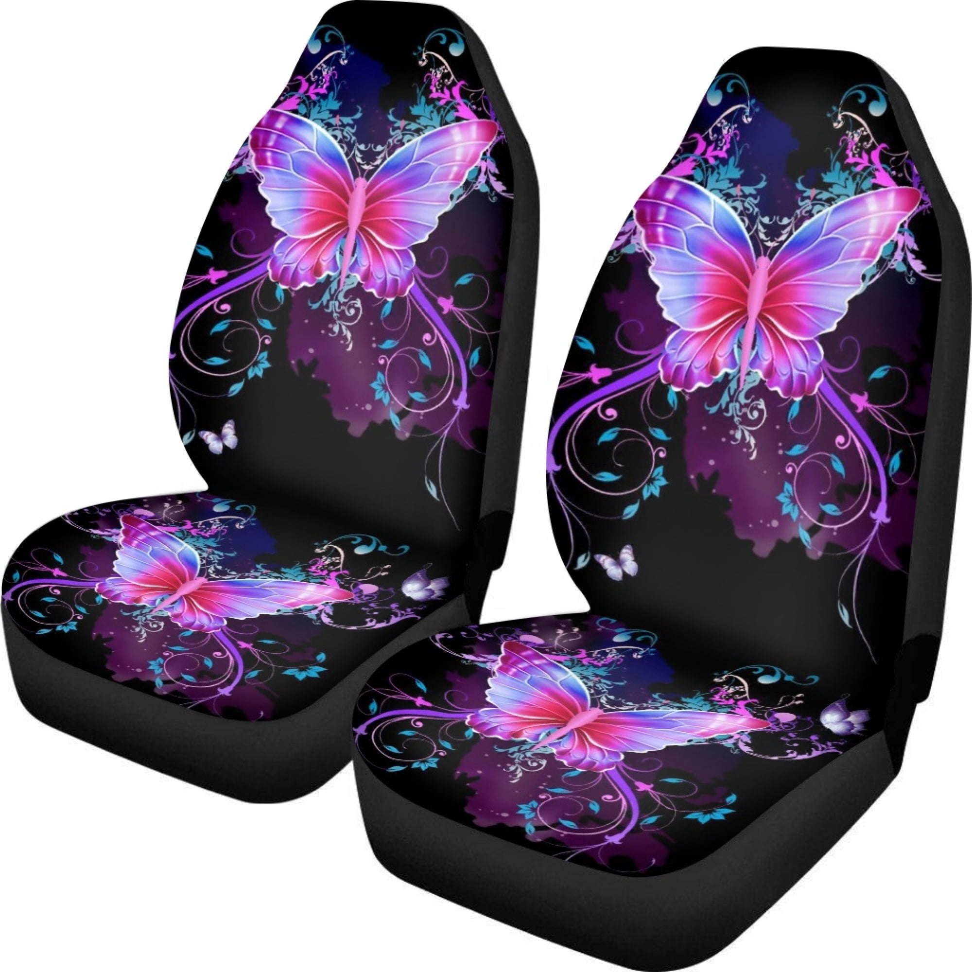 Diaonm Car Seat Covers for Women Pink Butterfly Car Accessories,Front