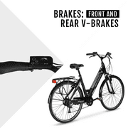 Hyper Bicycles 36V 700C Electric Commuter E-Bike, Adult Ages 13+, Pedal-Assist, 250W Motor, Black