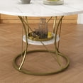 thumbnail image 5 of Ciphrias Extendable Round Dining Table 43-59 Inch, Marble Veneer Top with Storage Shelf Gold Metal Frame for Dining Room Kitchen, 5 of 8