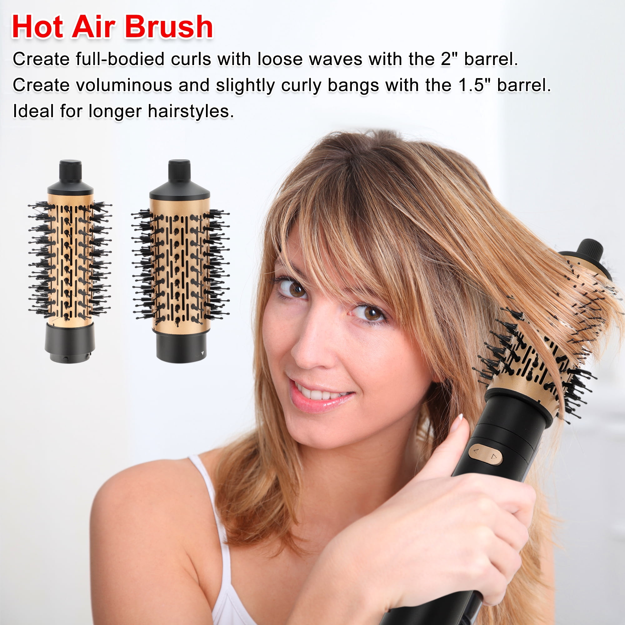 Unique Bargains 3 in 1 Air Styler Hot Air Rotating Blow Dryer Brush with Auto Curling Function Lightweight Hair Dryer & Volumizing Brush Black
