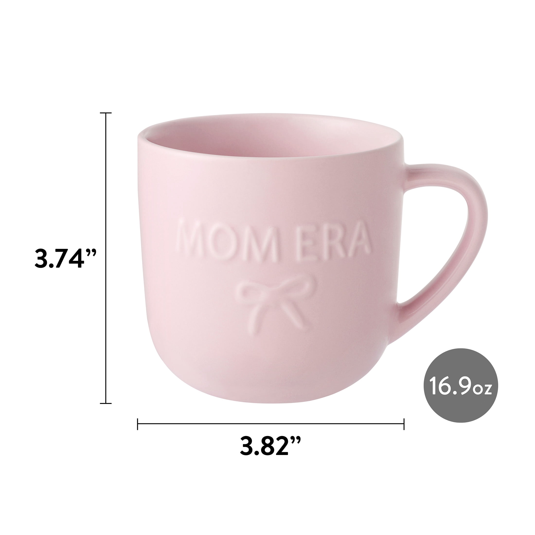 Mainstays 16.9-oz Pink Embossed Mom Era & Bow Glazed Ceramic Mug