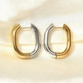 thumbnail image 4 of 5Pair Rectangle Ion Plating(IP) 304 Stainless Steel Hoop Earrings for Women Golden & Stainless Steel Color 23.5x19.5mm, 4 of 6