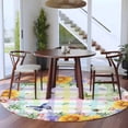 thumbnail image 3 of Round Rug 7Ft Washable Non-Slip, Sunflowers Circle Area Rugs for Living Room Bedroom, Spring Flowers Butterflies Hydrangea Watercolor Indoor Floor Mats Carpet Runner for Home Decor Aesthetic, 3 of 8