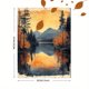 thumbnail image 3 of Qisvanset Framed Canvas Wall Art 12x16 Inch Vintage Autumn Lake Mountain Forest Nature Art, 3 of 5