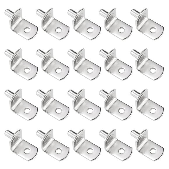 INCREWAY Support d'Étagère, Lot de 50 Supports en L de 5mm Style Support Métallique avec Trous pour Meubles Armoire Cuisine Bibliothèque - Ton Argent (5 x 8mm)
