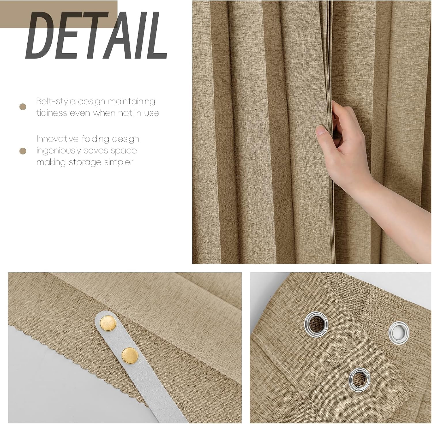 Magnetic Folding Shower Curtains Acordion Shower Curtain Fabric Polyester Waterproof Shower Curtains Suitable for Family Hotel Homestay Bathroom (Brown,77" W x 72" L) 1 Panel