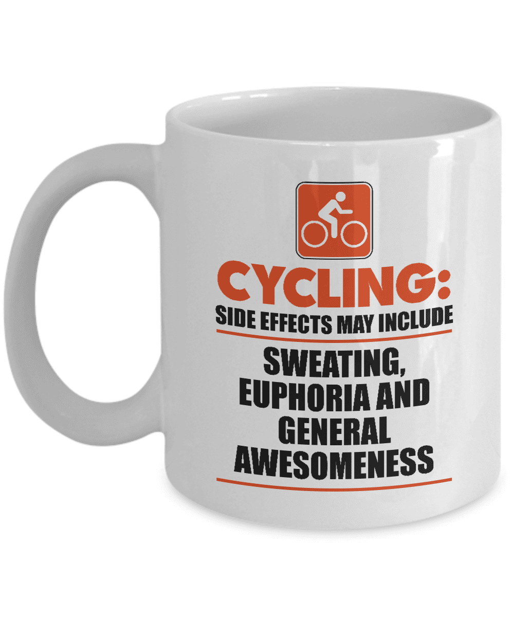 Cycling Side Effects Funny Neon Bike Street Sign Coffee & Tea Mug for