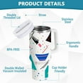 thumbnail image 2 of Yayeee 40oz Stainless Steel Tumbler with Straw and Handle Double-Wall Insulated Travel Water Bottle, Green Retro Triangles, 2 of 8