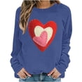 thumbnail image 5 of Craaazy Valentine Shirts for Women Round Neck Love Heart Graphic Loose Long Sleeved Top Gifts, 5 of 5