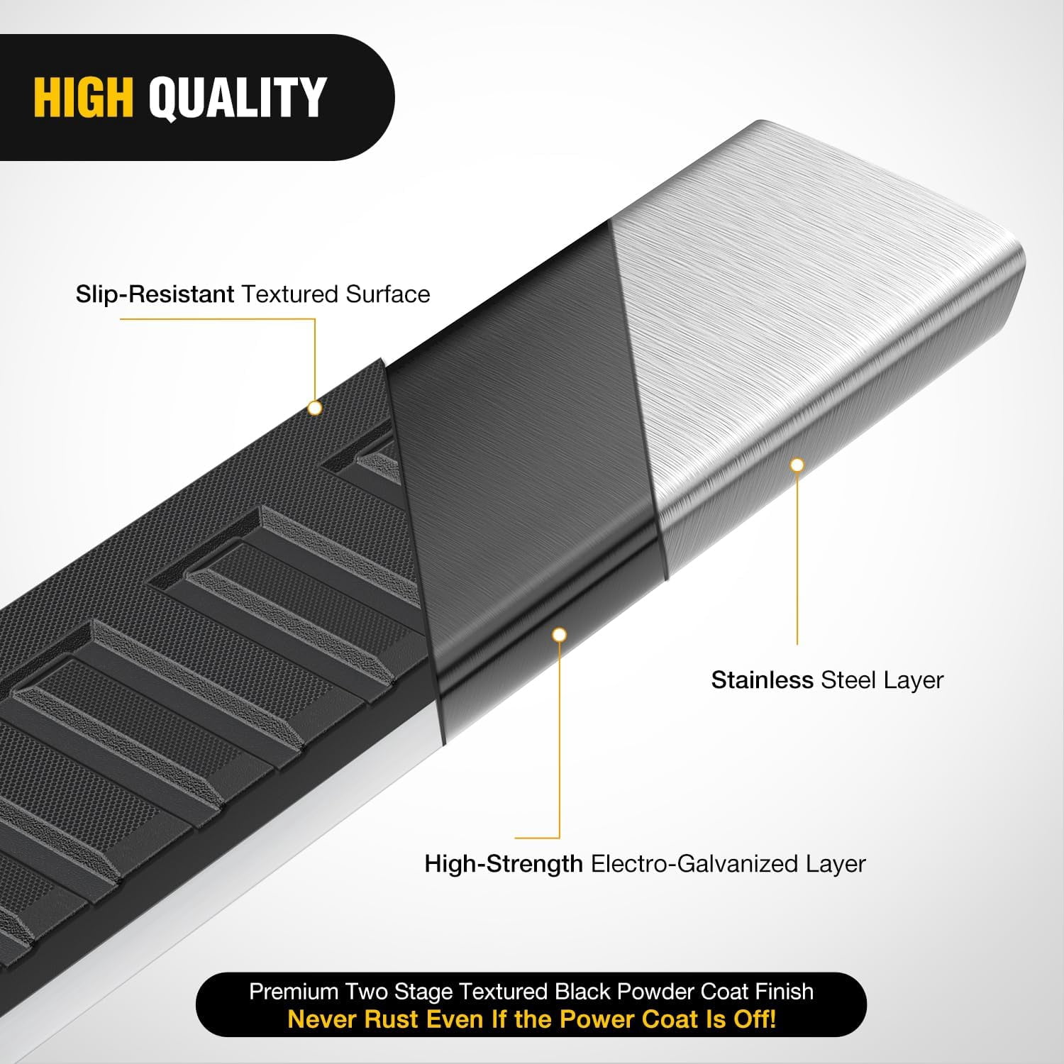 Nilight Running Boards for 2007-2018 Chevy Silverado/GMC Sierra 1500 Double Extended Cab 2007-2019 Chevy Silverado/GMC Sierra 2500HD 3500HD 6 Inch Stainless Steel Side Step Nerf Bars