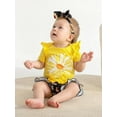 thumbnail image 2 of Infant Baby Girl Clothes Ruffle Letter Short Sleeve Romper Floral Long Pants with Headband Outfits Set Yellow 3-6 Months, 2 of 6