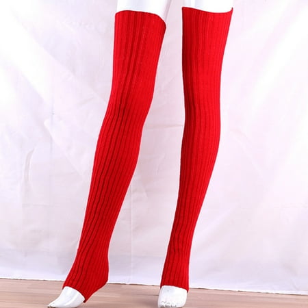 

IOAOAI Women Elastic Solid Color Warm Thigh High Knitted Long Socks Over Knee Stockings