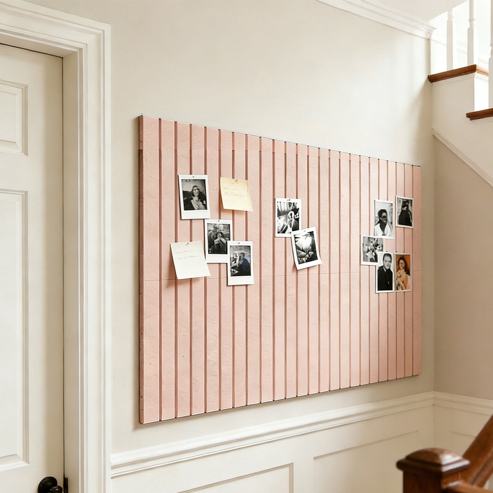Bulletin Board 6 Pack, Perpendicular Fluted Fabric, Peel and Stick, No Nails, Photo Note Pin Board for Home Office Living Room Entryway