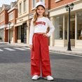 thumbnail image 2 of Girls 2-Piece Outfit Sets Long Sleeve Sweatshirt Shirts And Cargo Jogger Pants Outfits Girls Sets Kaprioy Girls Clothes Fall Winter, 2 of 9