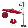 thumbnail image 5 of FLAME&SHADE 10Ft LED Outdoor Round Patio Cantilever Market Offset Umbrella for Deck, Balcony and Poolside, Red, 5 of 9