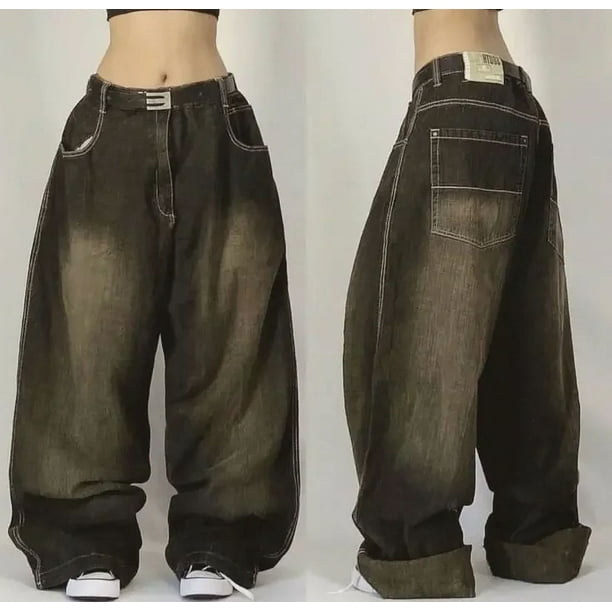 Pantalones vaqueros Vintage callejeros nuevos Y2K Harajuku lavado azul múltiples bolsillos pantalones vaqueros holgados pantalones vaqueros para hombre y mujer pantalones anchos de cintura alta