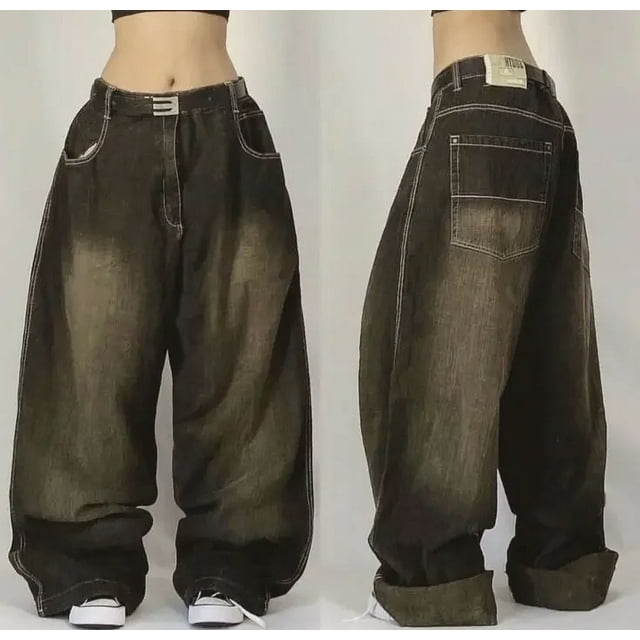 2024 nueva tendencia americana Retro Hip-hop bordado patrón pantalones vaqueros holgados para hombres y mujeres Y2K Harajuku gótico pantalones anchos ropa de calle