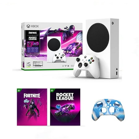Microsoft Xbox Series S – Fortnite & Rocket League Bundle (Disc-free Gaming) - White, 512 GB Video Game Consoles, Bundled with Silicone Controller Cover Skin