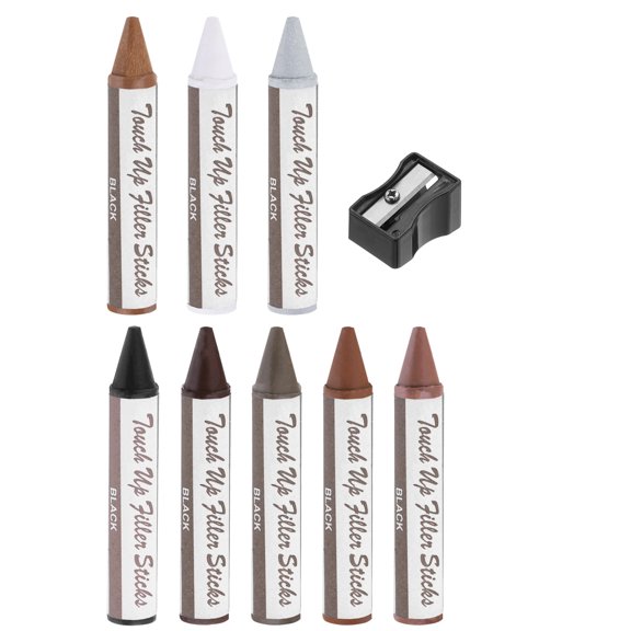 Uxcell 8 Pcs Furniture Markers Touch Up Wax Wood Filler Sticks with Sharpener, 8 Color