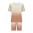 thumbnail image 5 of Hurxie Womens Plus Size 2 Piece Shorts Set Summer Short Sleeve Color Block Shirts and Skort Casual Matching Sets Beige,2XL, 5 of 5