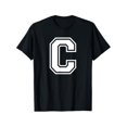 thumbnail image 1 of Camiseta de manga corta de algodón con estampado geométrico de letra C para hombre: top informal de cuello redondo y corte holgado, transpirable, ideal para actividades al aire libre y salidas de ocio, 1 of 6