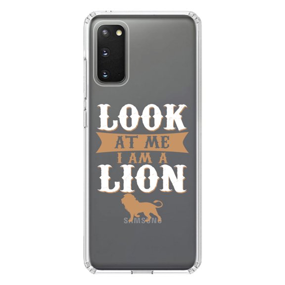 DistinctInk Clear Shockproof Hybrid Case for Galaxy S20 ULTRA / 5G (6.9" Screen) - TPU Bumper Acrylic Back Tempered Glass Screen Protector - Look At Me I Am A Lion