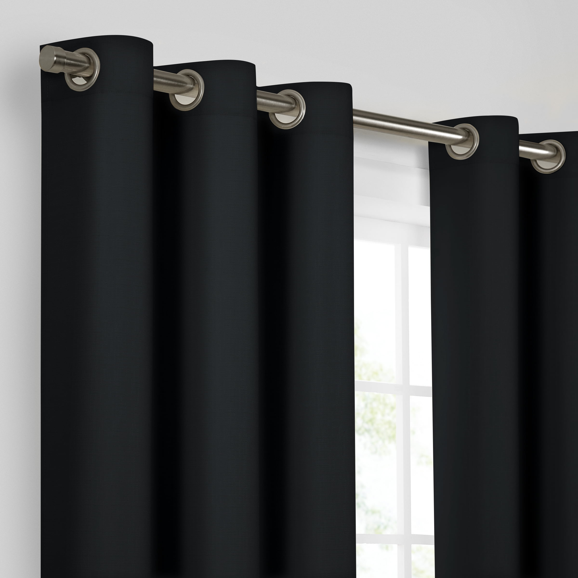 Eclipse Kendall Grommet Blackout Curtains, 54 In Long x 42 In Wide, Black