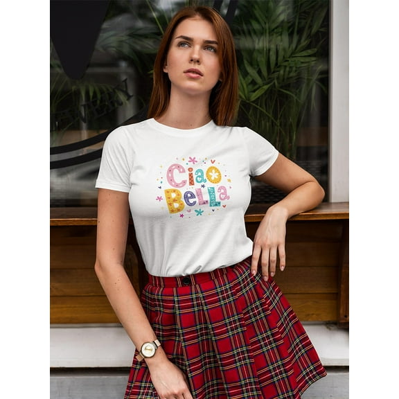 Ciao Bella Cute Colorful Flowers T-Shirt Women -Image by Shutterstock, Female Large