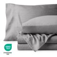 thumbnail image 4 of Bare Home Washed Sheet Set - Premium 1800 Collection - Deep Pocket - 3 Piece - Twin, Frost Gray, 4 of 6