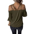 thumbnail image 3 of FASHIONWT Sexy Street Style One Shoulder Strap Trumpet Sleeve Solid Color T-Shirt For Women, 3 of 4