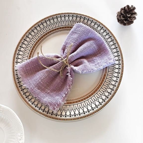 Mictong tassel cloth napkins, reusable cotton napkins, 16.54x16.54 inches, suitable for family dining and gatherings, with elegant tassel design for table decoration, 6 pieces, purple