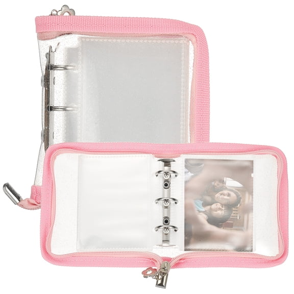 A7 Photocard Binder, Clear KPop Photocard Holder Binder Book,  Korean Kpop Photo Card Album with 25 Pcs Inner (50 Card Slots), Pink