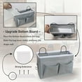 thumbnail image 3 of 2pcs Middle Wall Hanging Organizer Bag, Linen Fabric Door Hanging Storage Basket with Pockets, Waterproof Bin for Kitchen, Bedroom, Office, RV Camper (Gray), 3 of 4