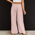 thumbnail image 5 of REALiKUN Smocked Waist Stretchy Pleated Pants for Women Wide Leg Waterfall Trousers Casual Loose Workout Yoga Slacks, 5 of 8