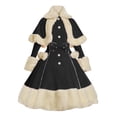 thumbnail image 1 of WTXUE Plus Robes Taille, Ensemble Jupe Deux Pièces à Manches Longues avec Cape, Col Rond, Robe d'Hiver pour Femmes, Robe Gothique avec Nœud, Robe à Manches Cape Unie, Vestidos Mi-Longue pour Femmes Grande Taille, Noir taille P, 1 of 5
