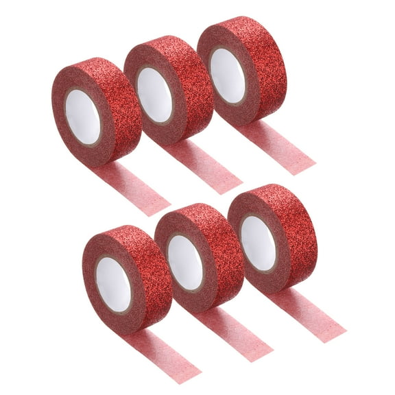 Uxcell 4 Pcs 0.6 Inch x 5.5 Yards Glitter Washi Tape Red Crafting Tape Glitter Masking Tape Decorative Tape