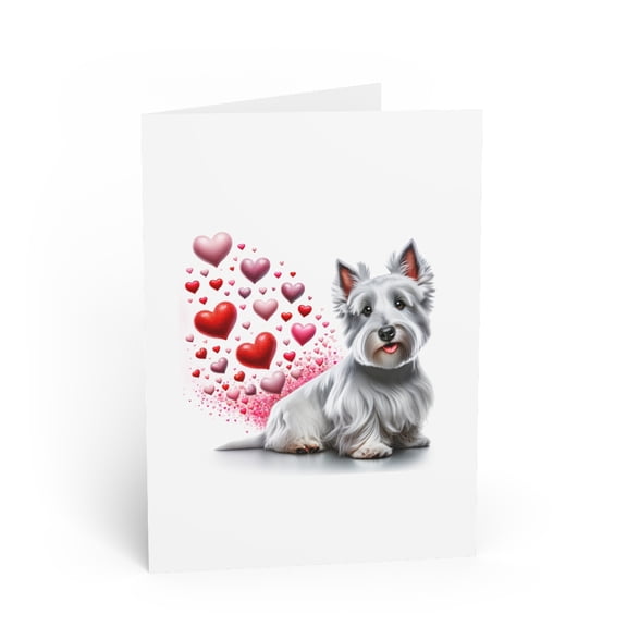 DistinctInk Greeting Card / Note Card - Valentine's Day Scottish Terrier - PACK of 10