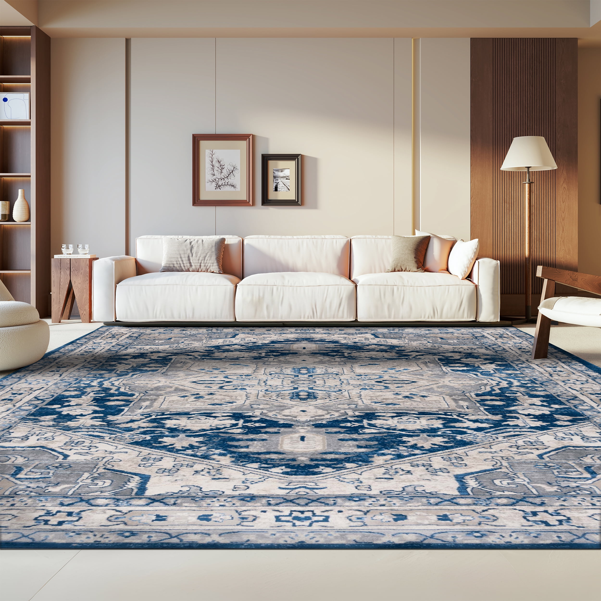 SAFAVIEH Brentwood Ezra Oriental Area Rug, Navy/Gray, 4' x 6'