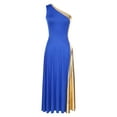 thumbnail image 5 of YIZYIF Womens Metallic Praise Worship Dress One Shoulder Shiny Church Liturgical Lyrical Dance Dress Dancewear Blue M, 5 of 7