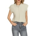 thumbnail image 2 of Michellecmm Women Solid Color Sweater Vests Crew Neck Cap Sleeve Loose Pullovers, 2 of 9