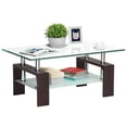 thumbnail image 1 of Costway Table Basse Rectangulaire en Verre Trempé avec Étagère de Rangement, 1 of 10