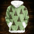 thumbnail image 2 of Hoodies For Women Oversized Winter Plush Cute Sweatshirts Pullover Trendy Fall Winter Clothes, Christmas Print Flannel Hoodie, Comfortable and Warm,Green,S, 2 of 5