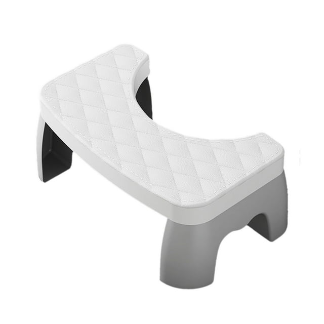 White Soft Toilet Stool With Non-Slip Surface Foldable Bathroom Step Stool For Home Use Padded Footrest Portable Abs Material White