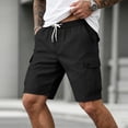 thumbnail image 4 of TKKCS Mens Relaxed Fit Cargo Shorts- Casual Lightweight Elastic Wasit Drawstring Outdoor Breathable Hiking Shorts With Multi Pockets Black Size L, 4 of 7