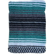 Authentic Mexican Blanket Falsa Blanket Yoga Blanket Perfect Beach Blanket Camping Blanket Picnic Blanket Car Blanket Home Throw Blanket (Teal)