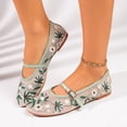thumbnail image 6 of SuTry Women's Round Toe Mary Jane Flats Floral Embroidery Breathable Mesh Adjustable Buckle Strap Comfortable Cushioned School Office Daily Casual Walking Shoes(39), 6 of 9