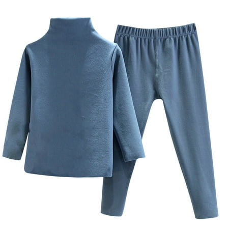 

QIbmong Baby Clothes Outfit Fleece Lined Long Sleeve High Neck Pajamas Tops Warm Solid Color Pants Baby Outfits
