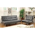 thumbnail image 6 of Bastina Faux Leather Tufted Convertible Futon Sofa, Gray, 6 of 6