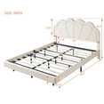 thumbnail image 3 of Harper & Bright Designs Queen LED Bed Frame with Wooden Flowers Headboard, Floating Velvet Upholstered Platform Bed Frame with LED Light, Beige, 3 of 10