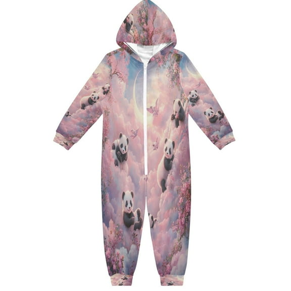 BZSMCE Unisex One-piece Pajama Cotton Sleepwear Panda Playground Printed